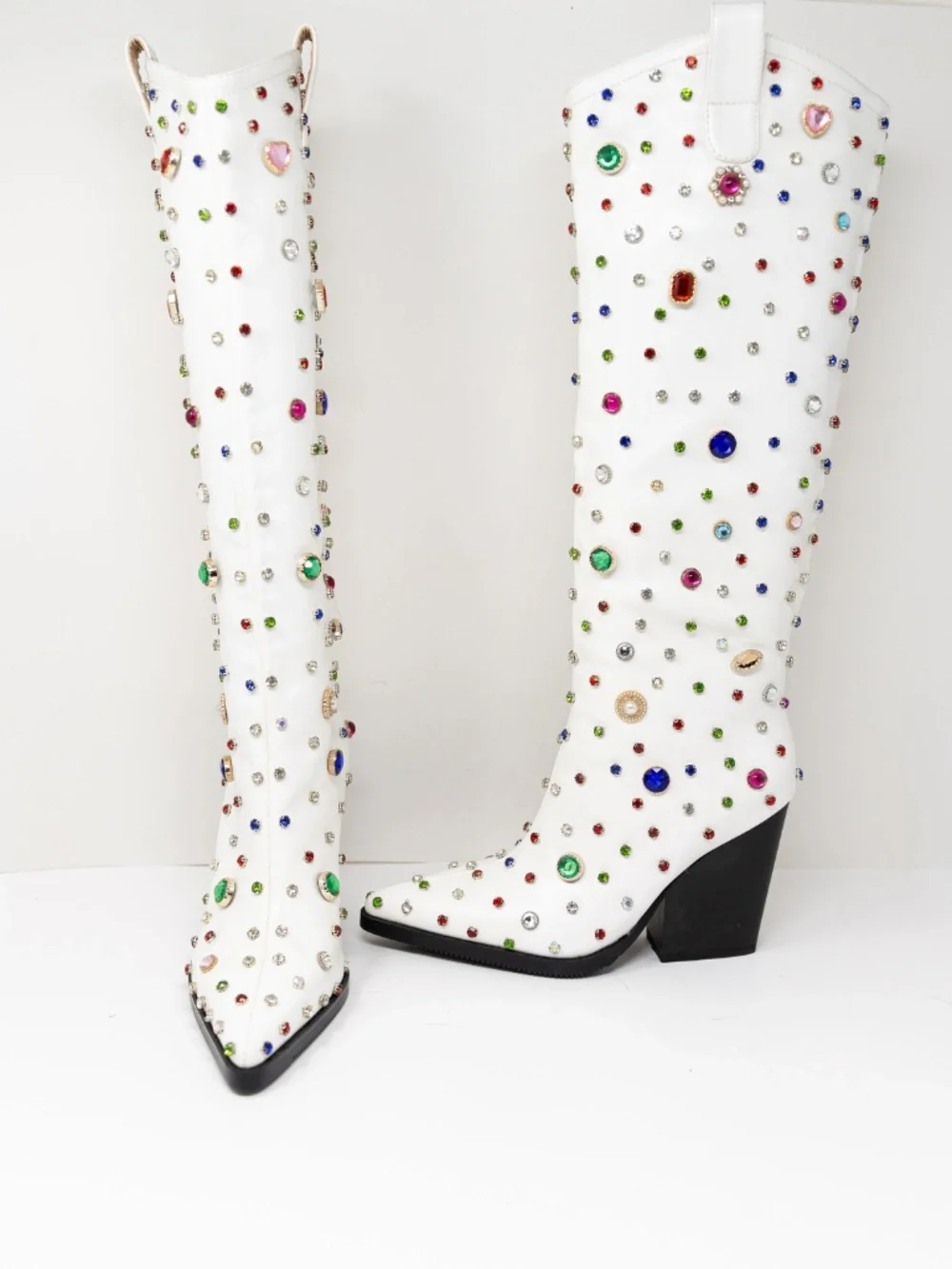 NEW Azalea Wang Fuji Sweet Treat Multi Color Rhinestone Western Boots Shoes 6 - Picture 3 of 4